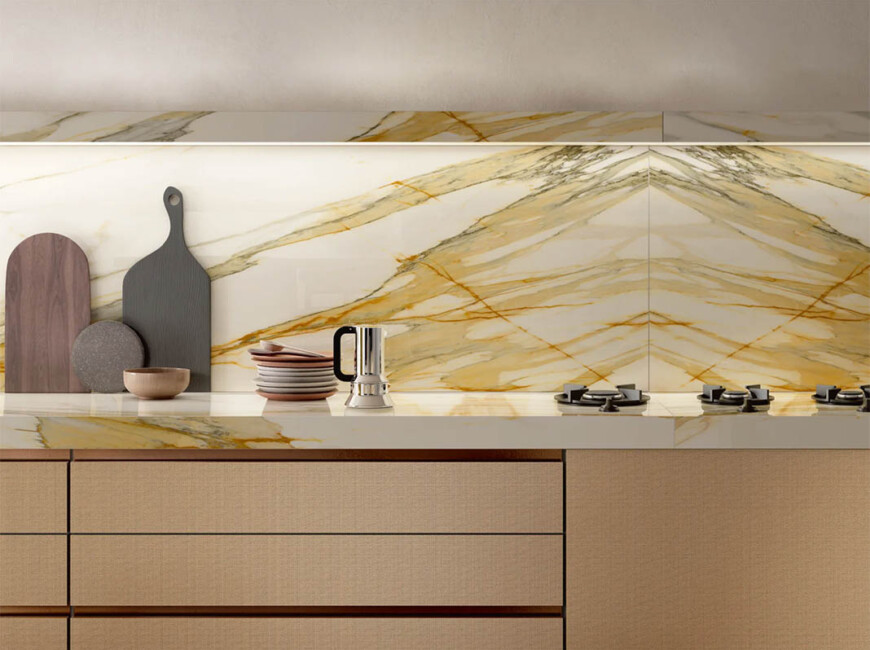 Широкоформатна керамогранітна плита Laminam I Naturali Calacatta Mediceo — фото 3 — MAS — Modern Acrylic Stone