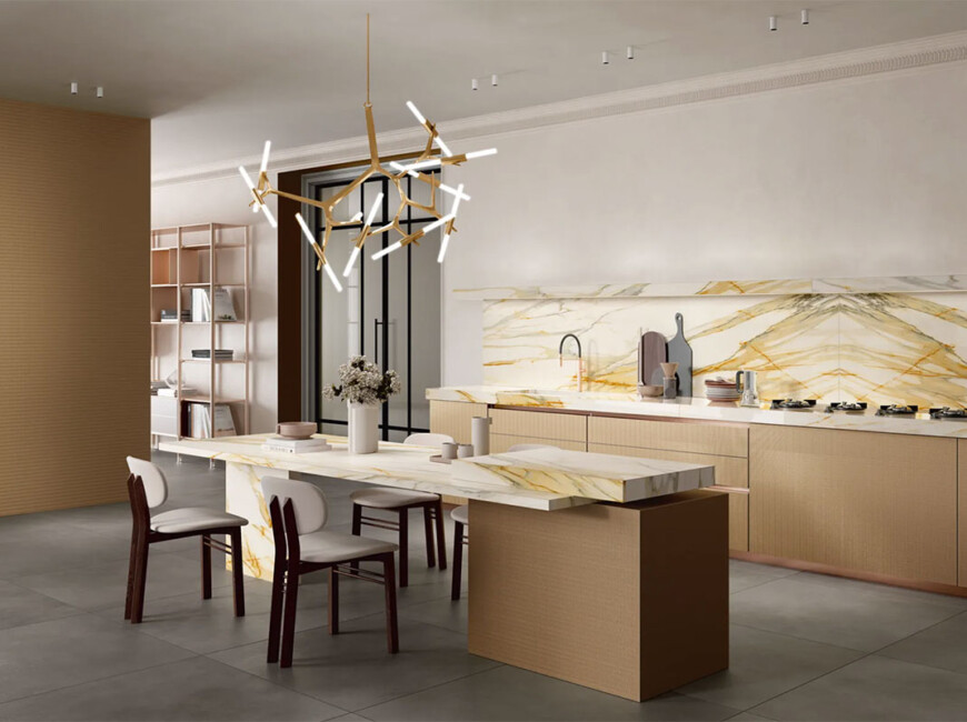 Широкоформатна керамогранітна плита Laminam I Naturali Calacatta Mediceo — фото 6 — MAS — Modern Acrylic Stone