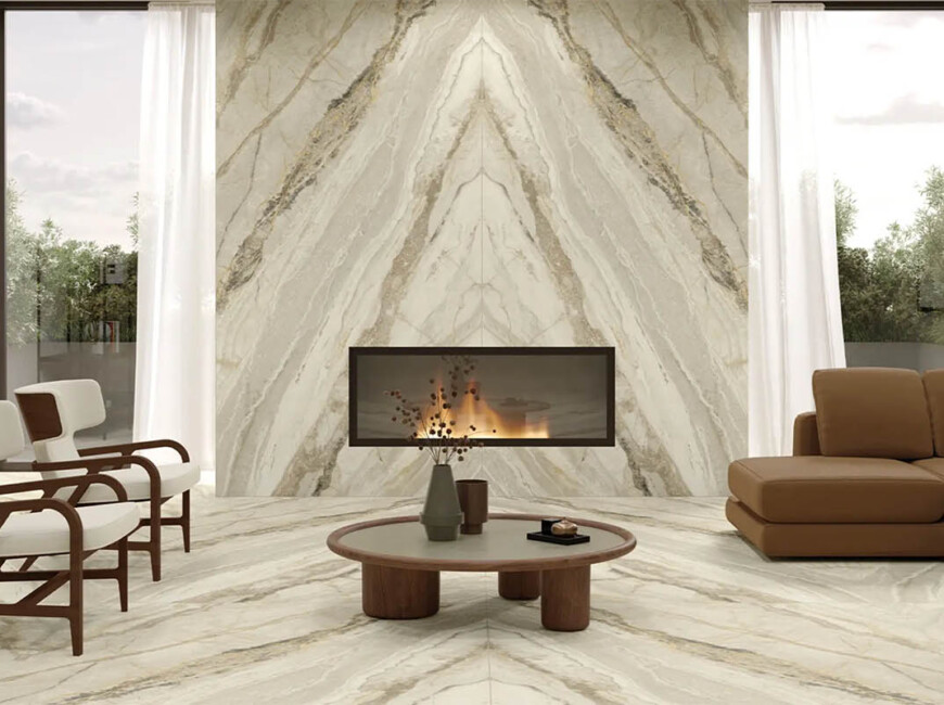 Широкоформатная керамогранитная плита Keralini Breccia Stone Beige — фото 5 — MAS — Modern Acrylic Stone