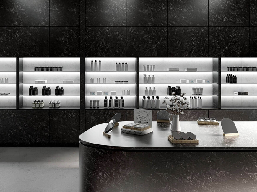 Штучний акриловий камінь Krion L908 Nebula Black — фото 2 — MAS — Modern Acrylic Stone