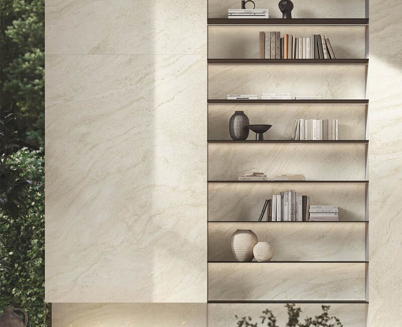 Широкоформатна керамогранітна плита Atlas Plan Travertino Halo White — фото 5 — MAS — Modern Acrylic Stone