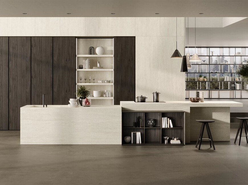 Широкоформатная керамогранитная плита Atlas Plan Travertino White — фото 6 — MAS — Modern Acrylic Stone