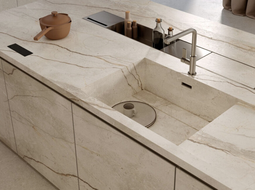 Широкоформатна керамогранітна плита Marazzi Grande Stone Look Silver Root White 3D — фото 4 — MAS — Modern Acrylic Stone