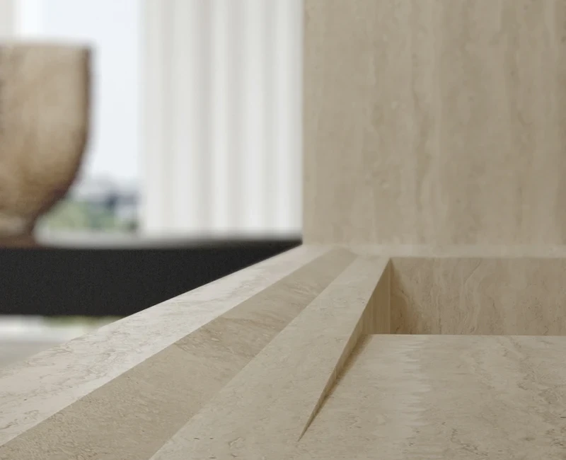 Широкоформатна керамогранітна плита Marazzi Grande Stone Look Travertino Classico 3D — фото 5 — MAS — Modern Acrylic Stone