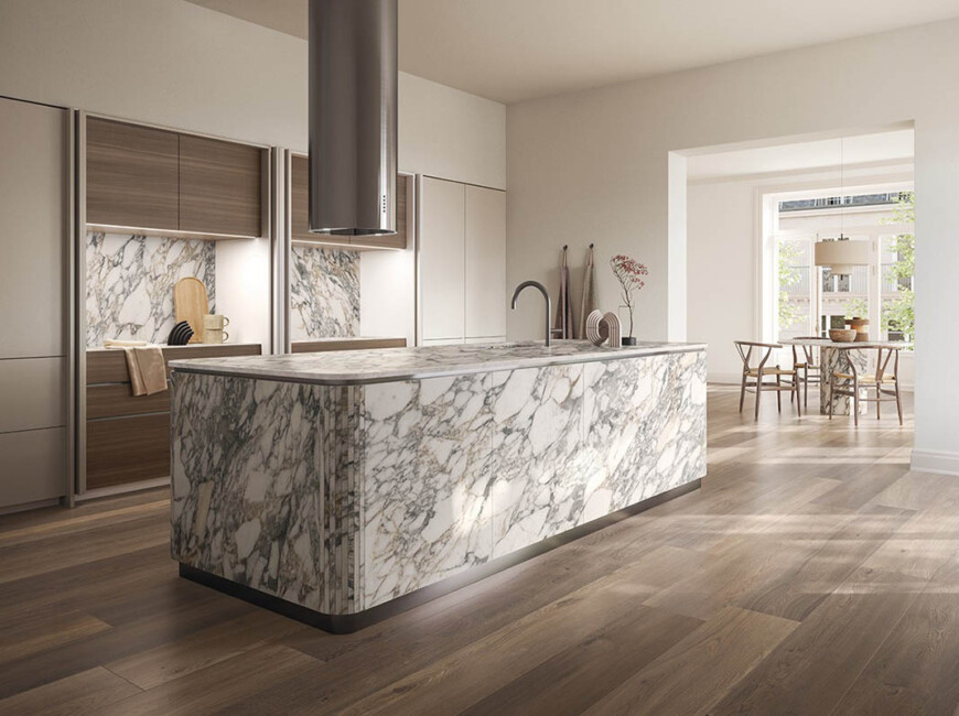Широкоформатна керамогранітна плита Materia Bianco Vagli Fullvein 3D — фото 4 — MAS — Modern Acrylic Stone