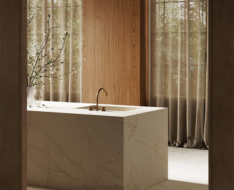 Широкоформатна керамогранітна плита Sapienstone Crema Avorio — фото 4 — MAS — Modern Acrylic Stone