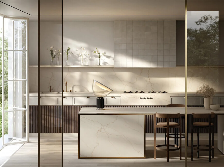 Широкоформатная керамогранитная плита Sapienstone Crema Avorio — фото 5 — MAS — Modern Acrylic Stone