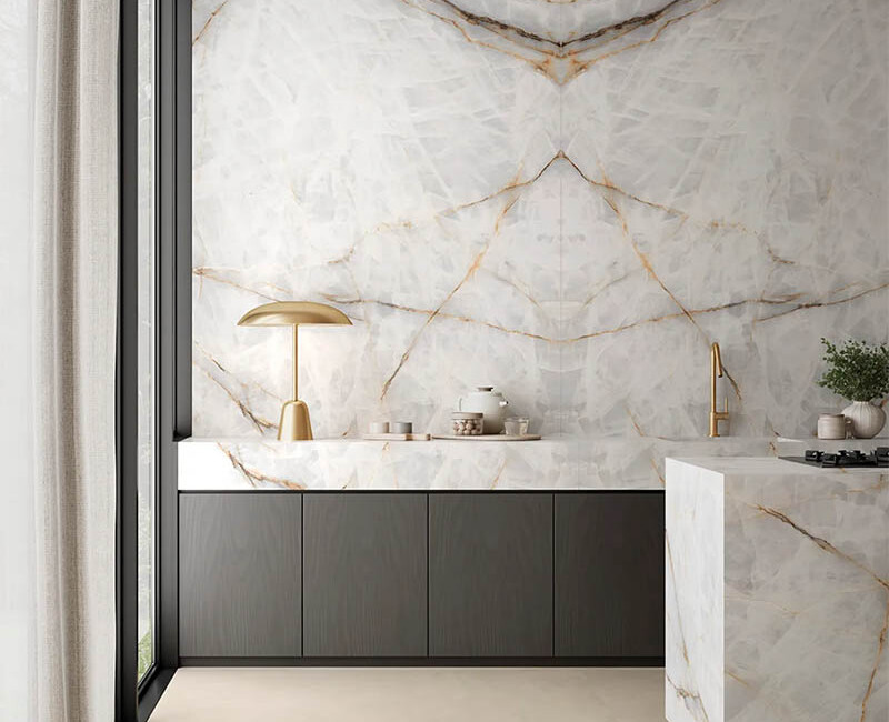 Широкоформатна керамогранітна плита Ascale Aura Lux White — фото 3 — MAS — Modern Acrylic Stone