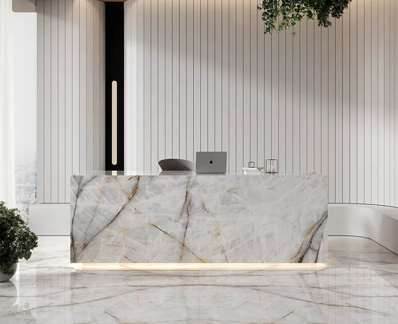 Широкоформатна керамогранітна плита Ascale Aura Lux White — фото 4 — MAS — Modern Acrylic Stone