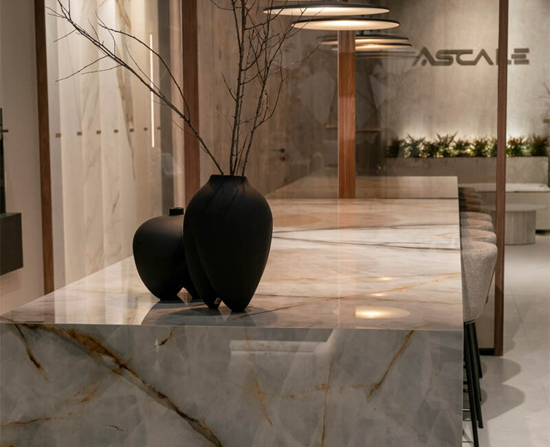 Широкоформатна керамогранітна плита Ascale Aura Lux White — фото 8 — MAS — Modern Acrylic Stone
