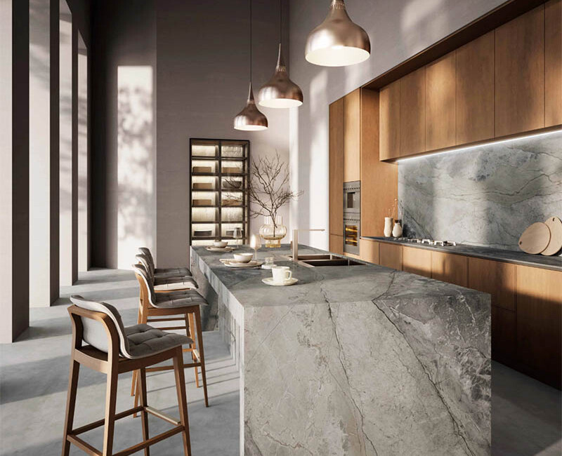 Широкоформатна керамогранітна плита Ascale Mystic Silver — фото 6 — MAS — Modern Acrylic Stone