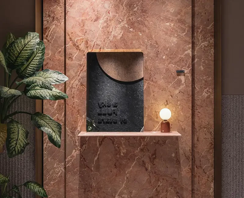 Широкоформатная керамогранитная плита Sapienstone Breccia Rosa 4D — фото 7 — MAS — Modern Acrylic Stone